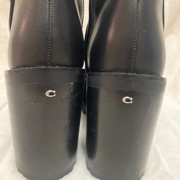 Coach Black Heeled Boots with Chunky Block Heel - Picture 4 of 6